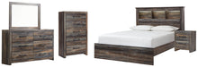 Load image into Gallery viewer, Drystan Queen Bookcase Bed with Mirrored Dresser, Chest and Nightstand
