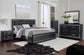 Kaydell King/California King Upholstered Panel Headboard with Mirrored Dresser and 2 Nightstands