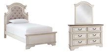 Load image into Gallery viewer, Realyn Twin Panel Bed with Mirrored Dresser
