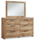 Hyanna Twin Panel Headboard with Mirrored Dresser
