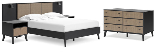 Charlang Full Panel Platform Bed with Dresser and 2 Nightstands